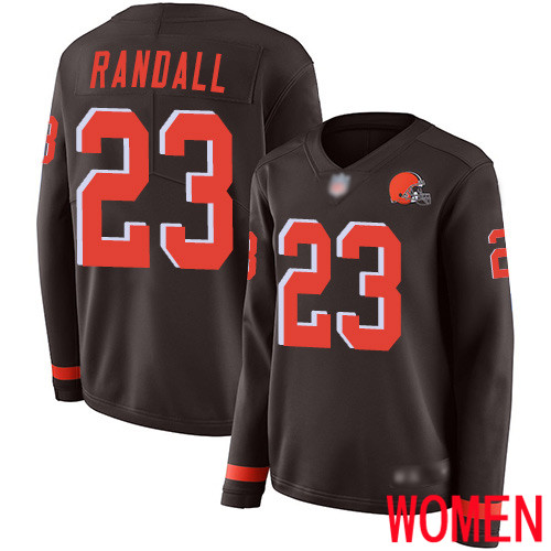 Cleveland Browns Damarious Randall Women Brown Limited Jersey #23 NFL Football Therma Long Sleeve->women nfl jersey->Women Jersey